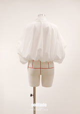 White Bubble Hem Sleeveless Shirt