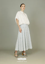 White Bubble Hem Sleeveless Shirt