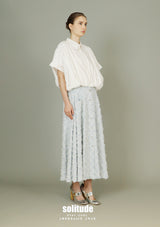 White Bubble Hem Sleeveless Shirt