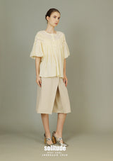 Light Yellow Lace Trims Woven Top