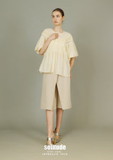 Light Yellow Lace Trims Woven Top