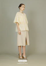Light Yellow Lace Trims Woven Top