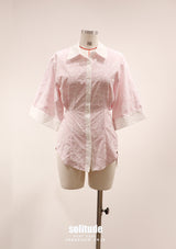 Long Front V Back Woven Shirt