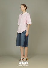 Long Front V Back Woven Shirt