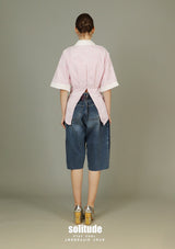 Long Front V Back Woven Shirt