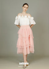 3D Flowers White Woven Top