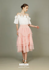 3D Flowers White Woven Top