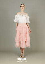 3D Flowers White Woven Top