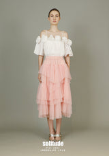 3D Flowers White Woven Top