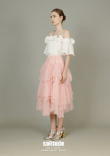 3D Flowers White Woven Top