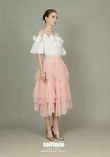 3D Flowers White Woven Top