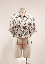 White Floral Cropped Shirt