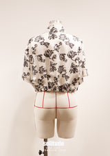 White Floral Cropped Shirt