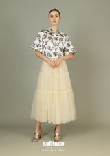 White Floral Cropped Shirt