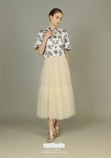 White Floral Cropped Shirt