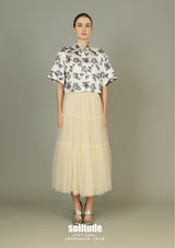 White Floral Cropped Shirt