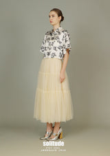 White Floral Cropped Shirt