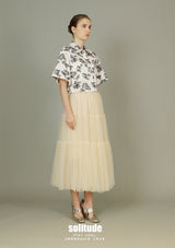 White Floral Cropped Shirt