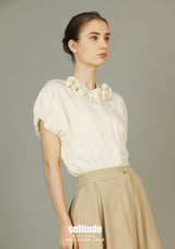 Light Yellow Flower Patches Sleeveless Shirt