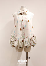 Printed Bubble Sleeveless Shirt