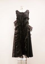Black Asymmetrical Ruffles Dress