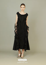 Black Asymmetrical Ruffles Dress