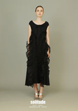 Black Asymmetrical Ruffles Dress