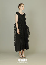 Black Asymmetrical Ruffles Dress