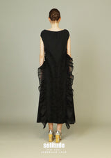 Black Asymmetrical Ruffles Dress