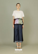 White Detachable Trimes Ruffles Top