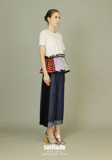 White Detachable Trimes Ruffles Top