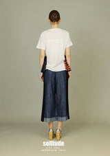 White Detachable Trimes Ruffles Top