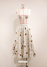 Light Grey Painted Gathers Skirt