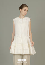 White Ruffles Sleeveless Shirt