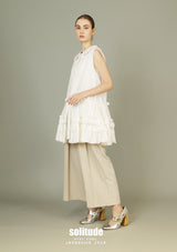 White Ruffles Sleeveless Shirt