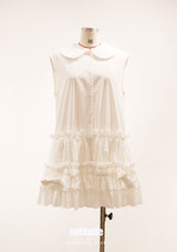 White Ruffles Sleeveless Shirt
