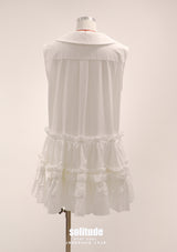 White Ruffles Sleeveless Shirt