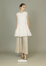 White Ruffles Sleeveless Shirt