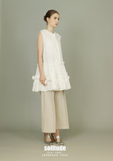 White Ruffles Sleeveless Shirt