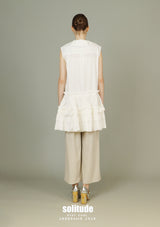 White Ruffles Sleeveless Shirt