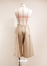 Beige Pleated Midi Culottes