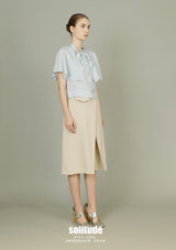 Beige Pleated Midi Culottes