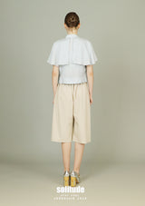 Beige Pleated Midi Culottes