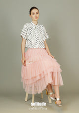 White Dots Cropped Woven Top