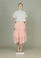 White Dots Cropped Woven Top