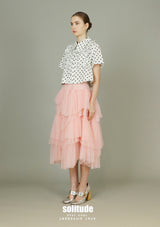 White Dots Cropped Woven Top