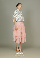 White Dots Cropped Woven Top