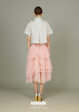 White Dots Cropped Woven Top