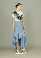 Light Blue Asymmetrical Maxi Skirt