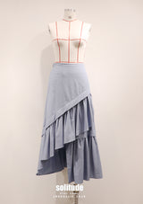 Light Blue Asymmetrical Maxi Skirt